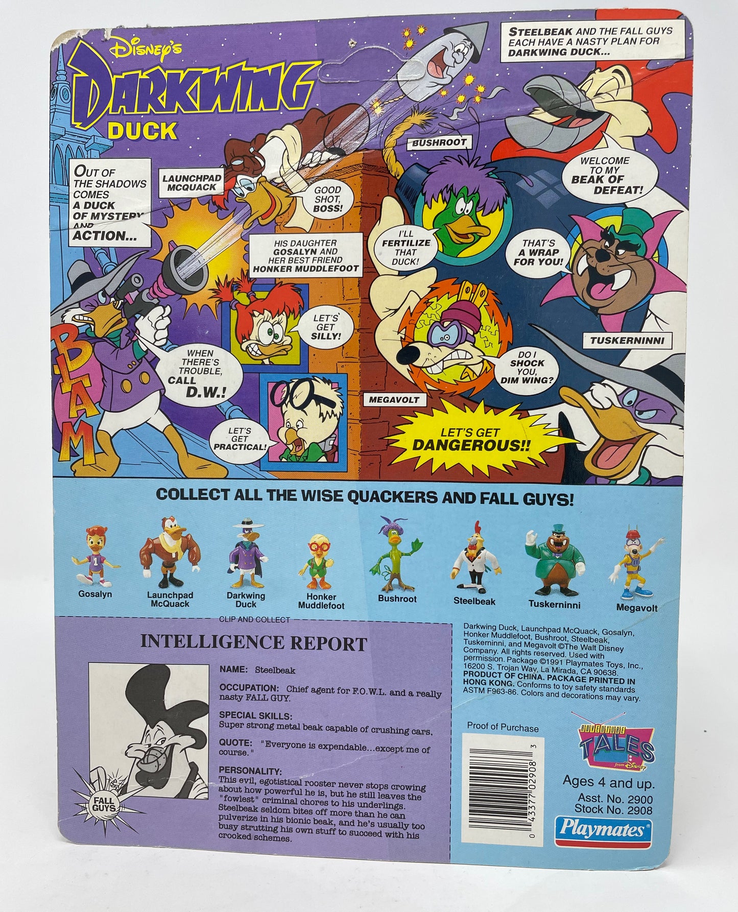 STEELBEAK FIGURE - UNPUNCHED - DISNEY'S DARKWING DUCK - 1991 PLAYMATES