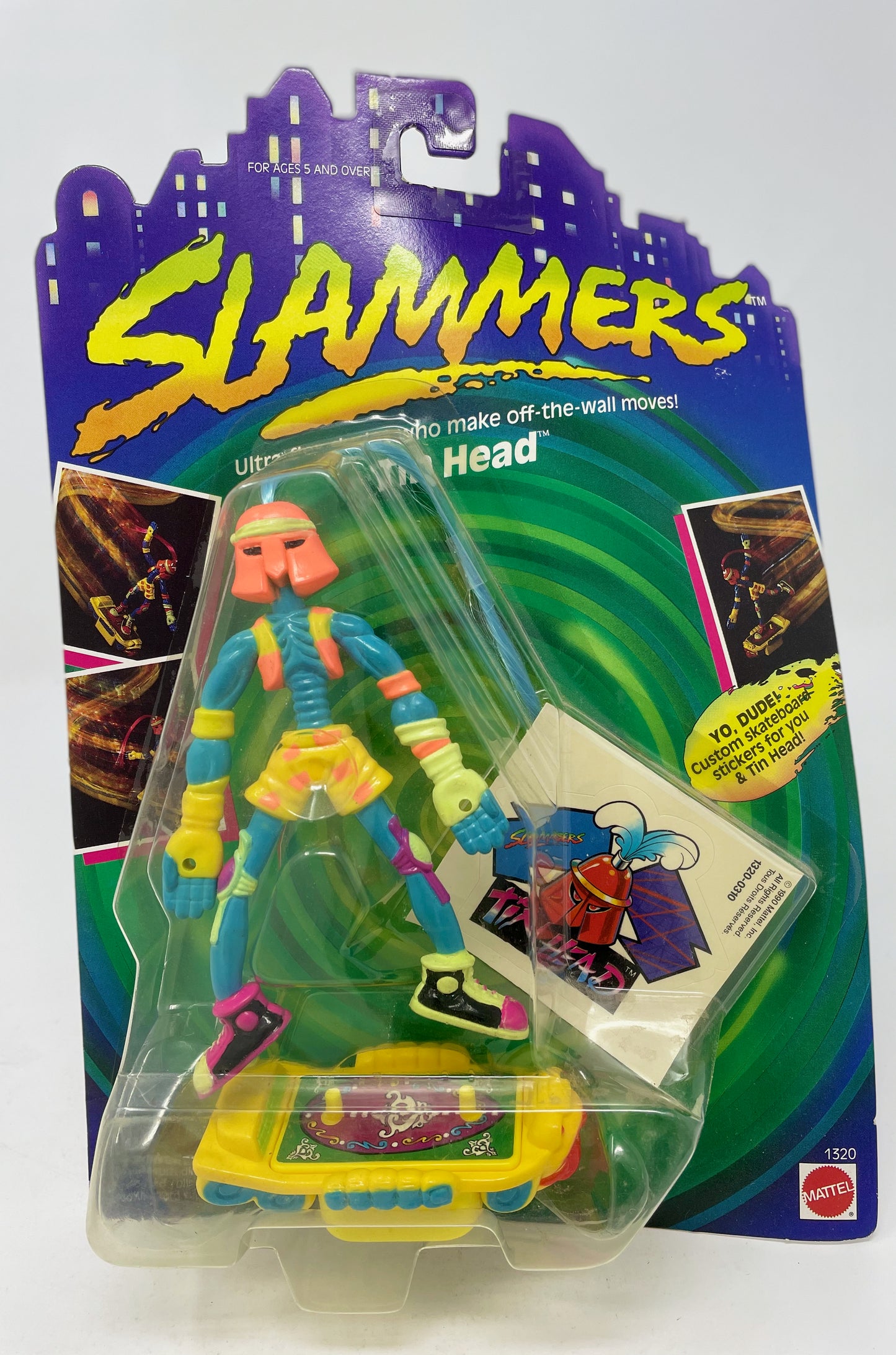 TIN HEAD - SLAMMERS - FACTORY SEALED - 1990 MATTEL