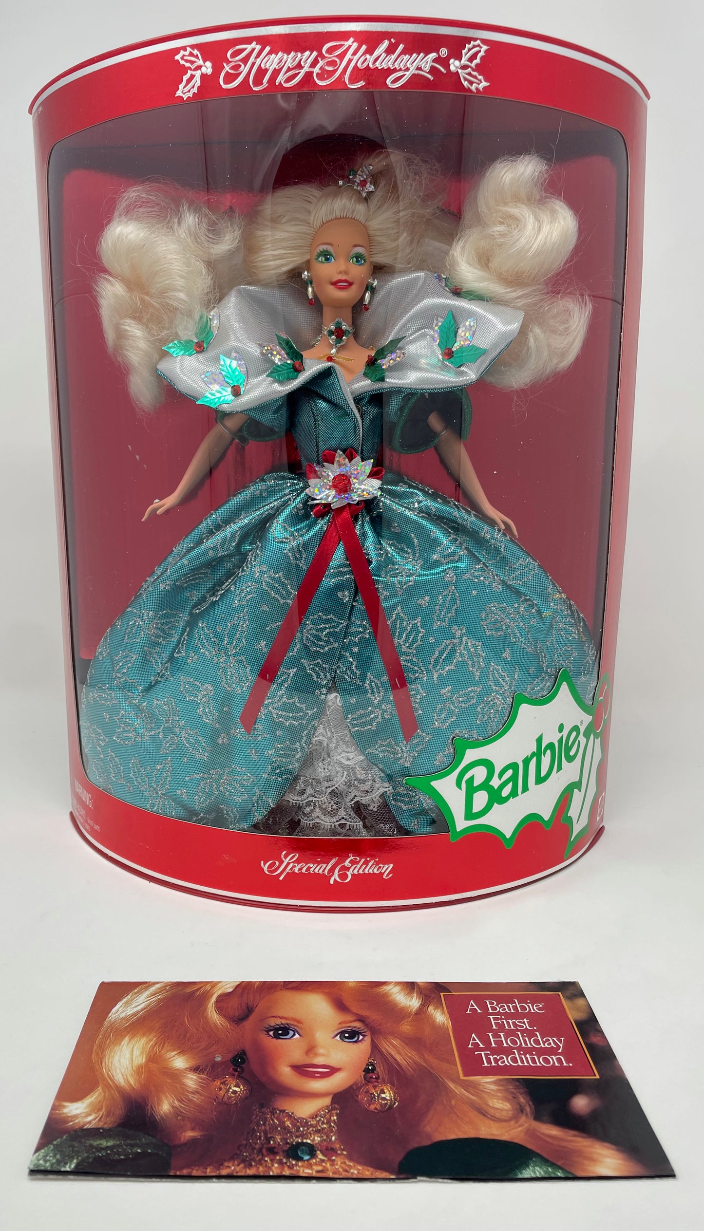 1995 HAPPY HOLIDAYS BARBIE - MATTEL - *PLUS MATCHING HALLMARK 1995 HOLIDAY ORNAMENT