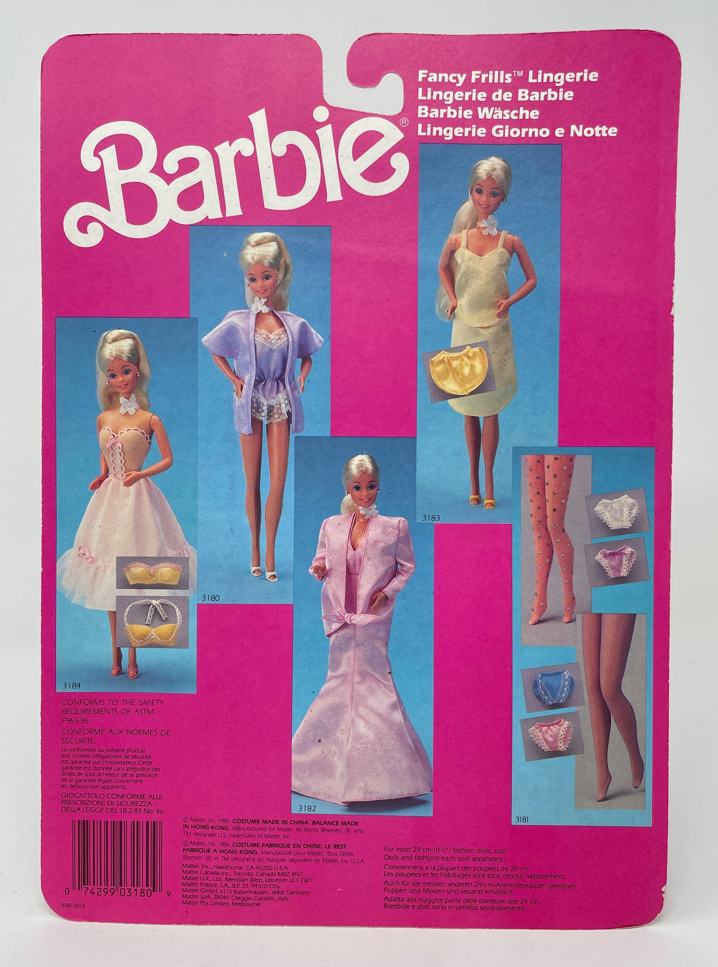 BARBIE - FANCY FRILLS LAVENDER LINGERIE 3180 - MATTEL 1986 (1 OF 2)