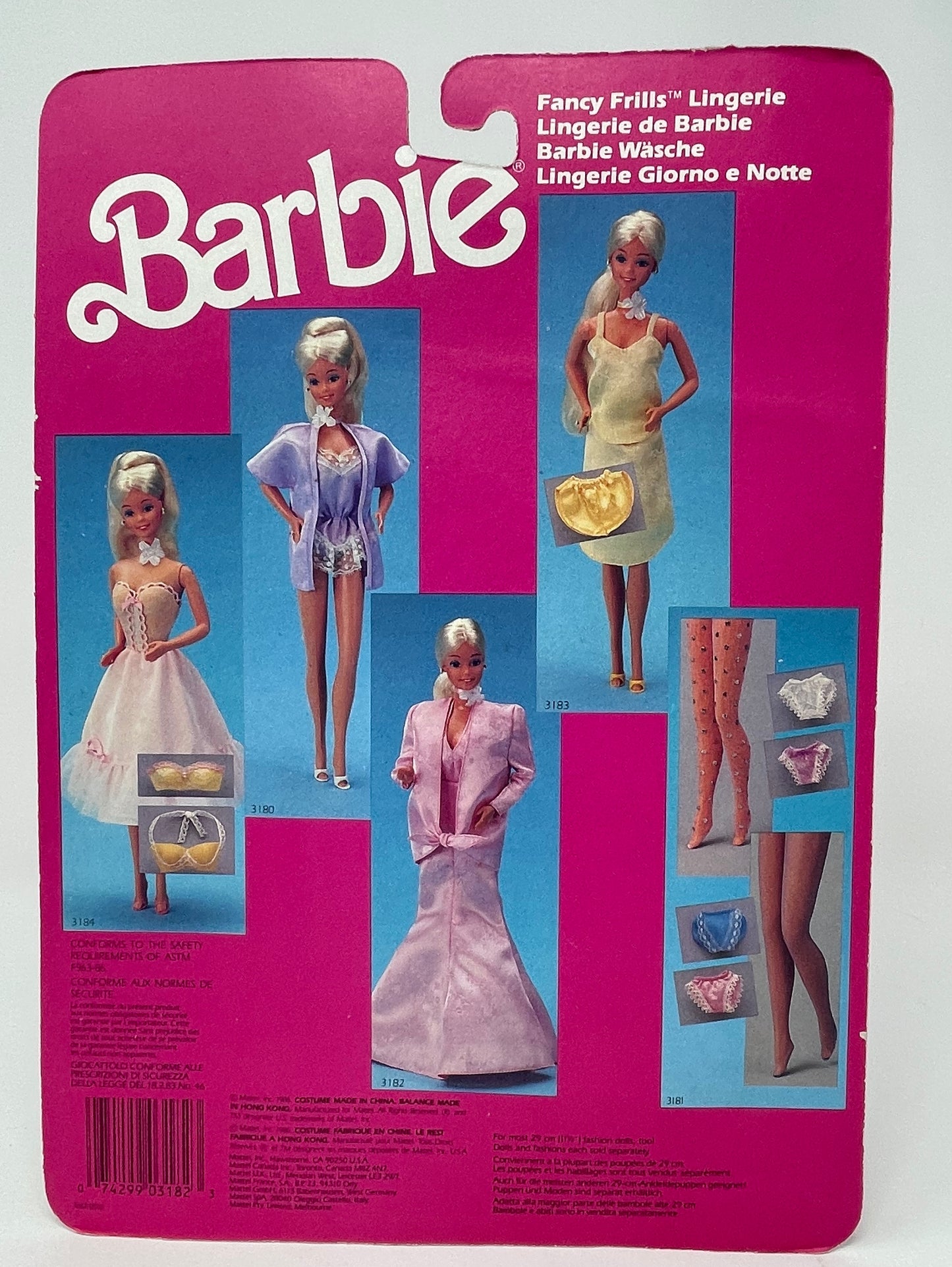 BARBIE - FANCY FRILLS LINGERIE - PINK NIGHTGOWN #3182 - MATTEL 1986