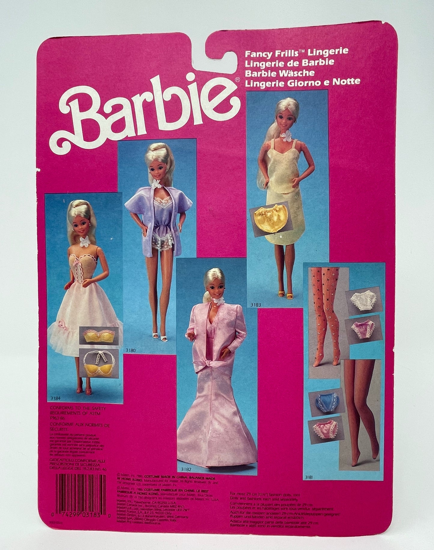 BARBIE - FANCY FRILLS LINGERIE - YELLOW CAMISOLE, SLIP AND SHOES #3183 MATTEL 1986