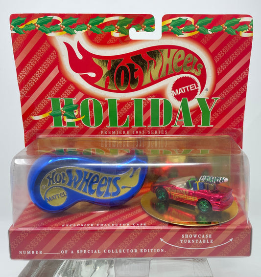 HOT WHEELS HOLIDAY RED CAMARO - BLUE LOGO CASE - PREMIERE 1995 SERIES - NUMBERED SPECIAL COLLECTOR EDITION - MATTEL