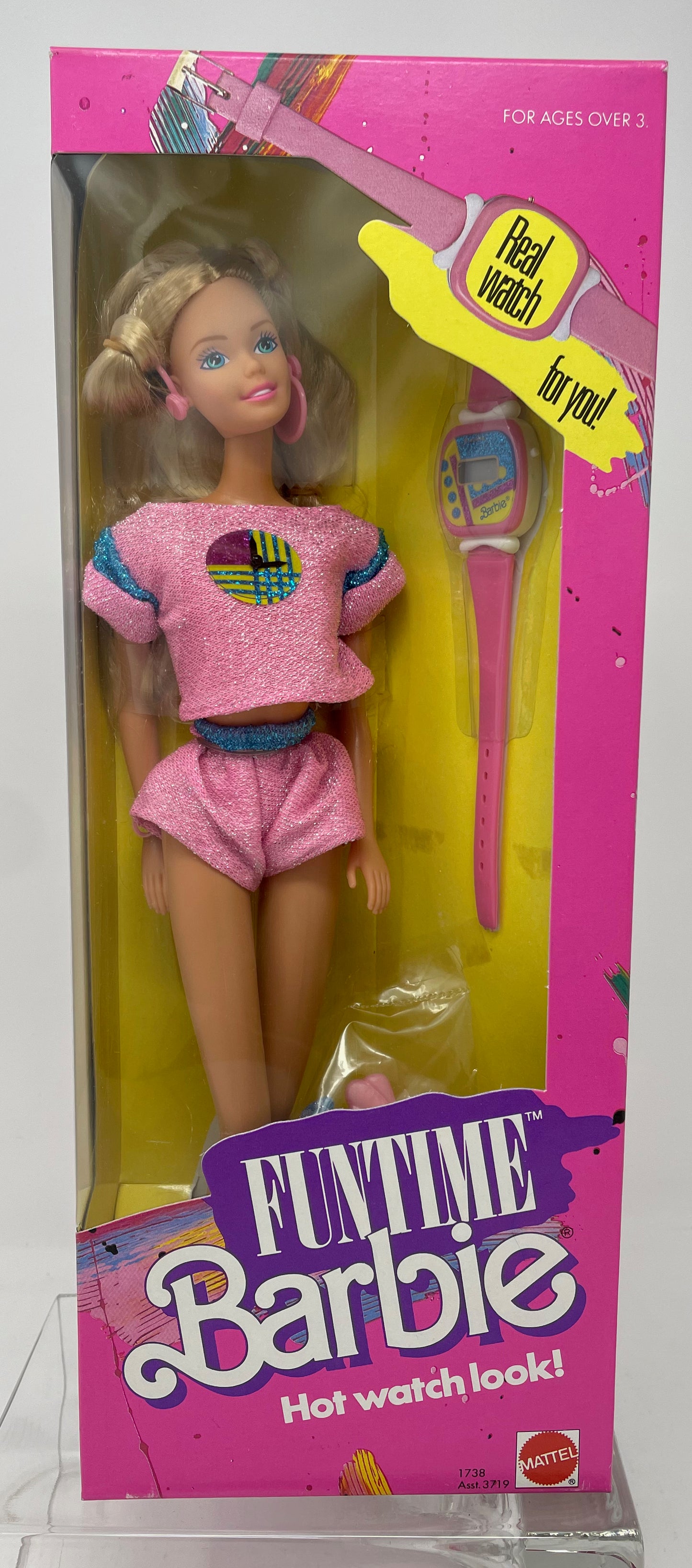 FUNTIME BARBIE - BARBIE DOLL - PINK OUTFIT AND WATCH - #1738 - MATTEL 1986