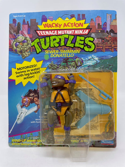 TEENAGE MUTANT NINJA TURTLES - WACKY ACTION -SEWER SWIMMIN' DONATELLO - 1989 PLAYMATES TOYS