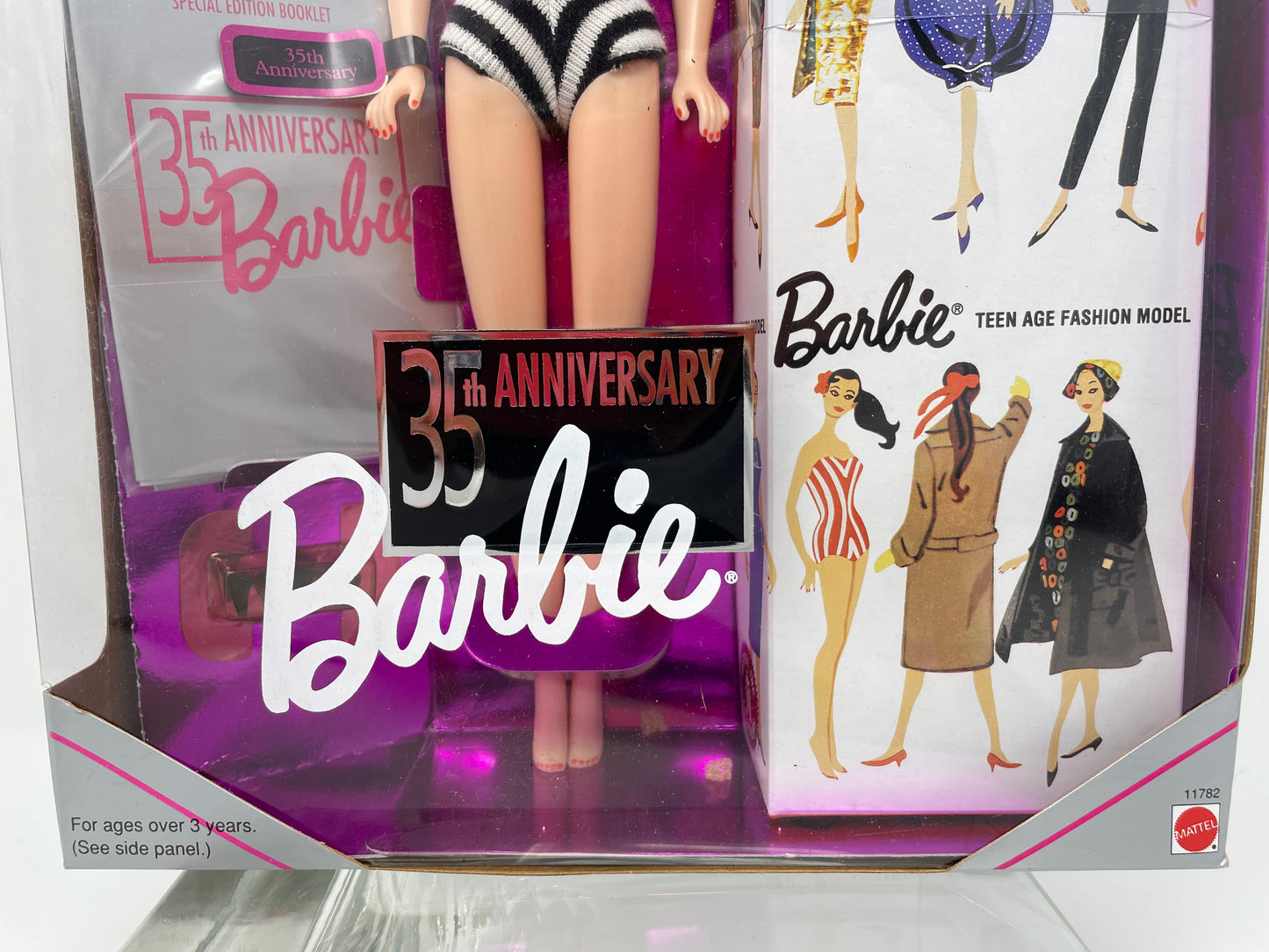 35TH ANNIVERSARY BARBIE - BRUNETTE - #11782 - MATTEL 1993 *PLUS BONUS 1994 HALLMARK MATCHING ORNAMENT