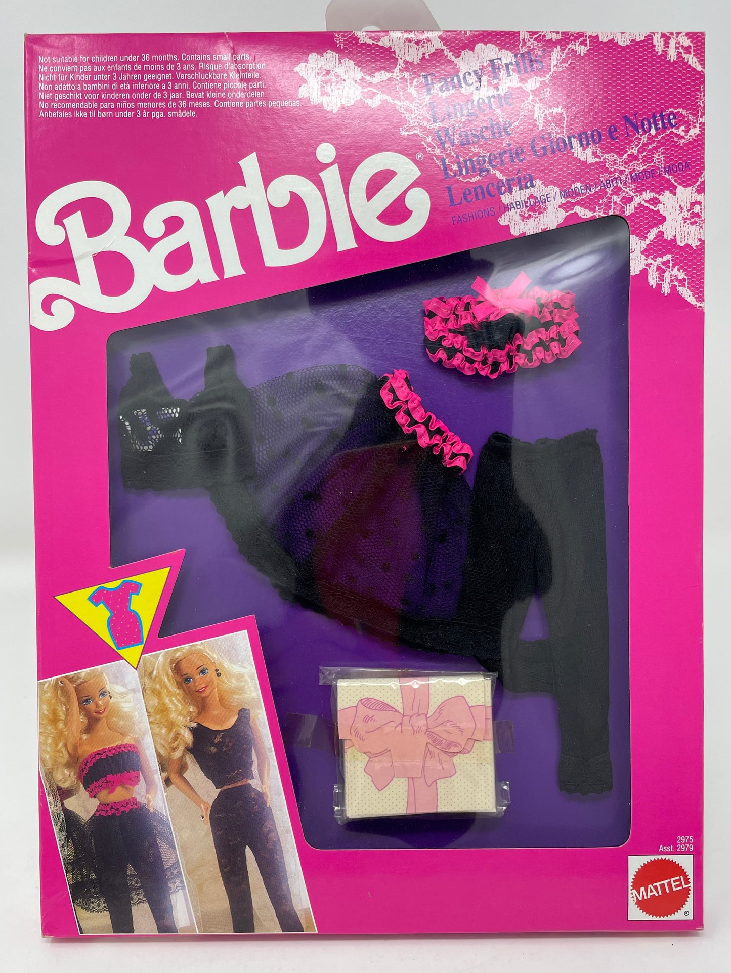 BARBIE - FANCY FRILLS FASHIONS - BLACK - TWO LINGERIE LOOKS - BOXED #2975 - MATTEL 1991