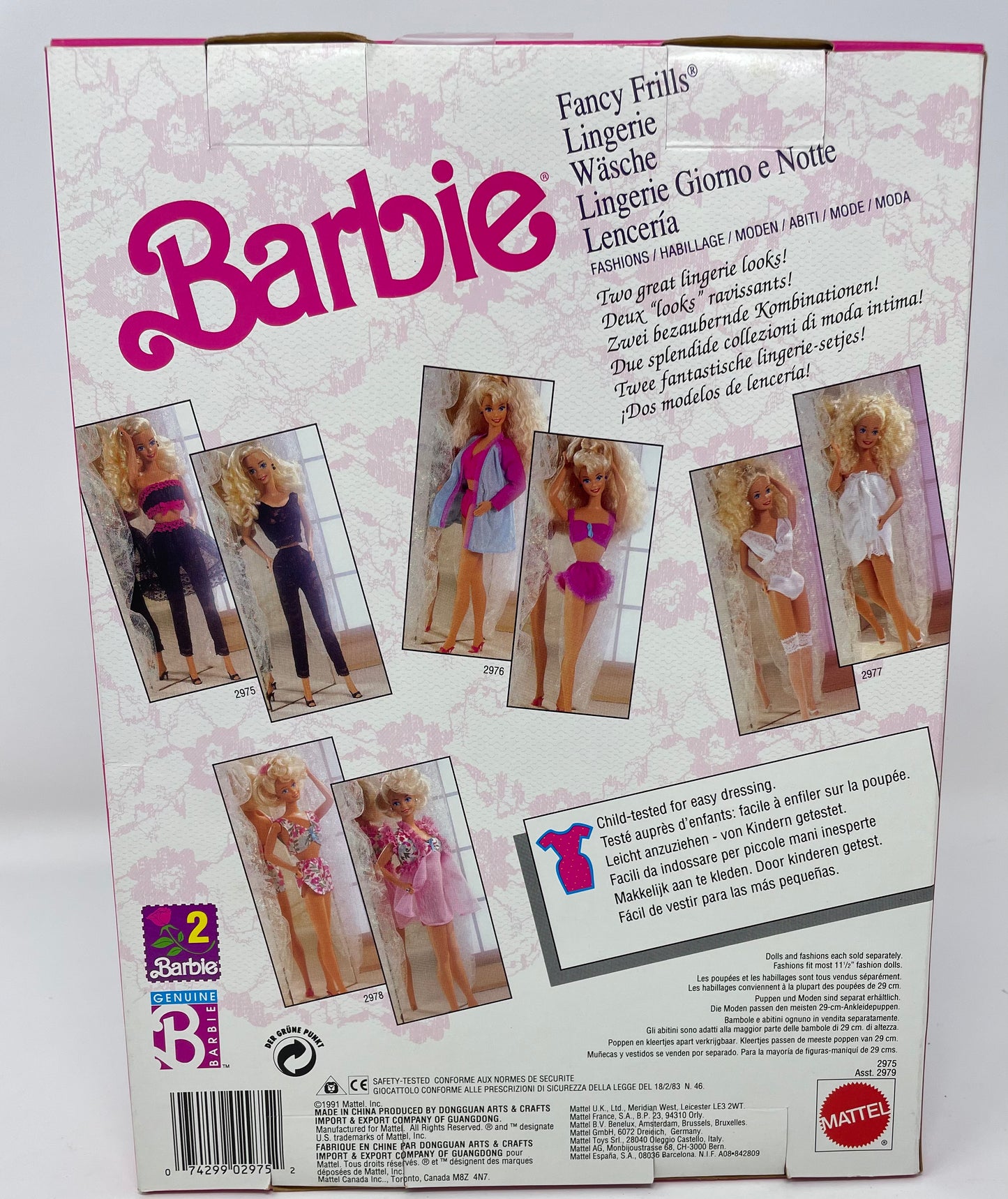 BARBIE - FANCY FRILLS FASHIONS - BLACK - TWO LINGERIE LOOKS - BOXED #2975 - MATTEL 1991