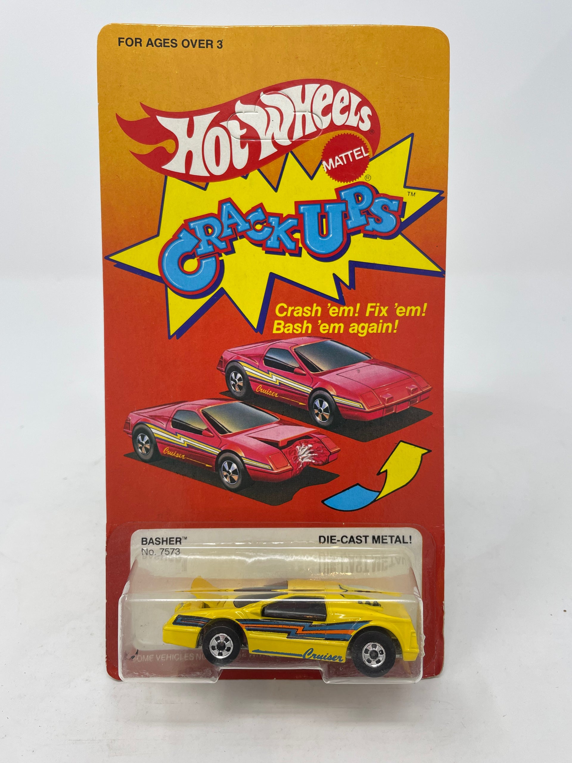 HOT WHEELS CRACK UPS YELLOW BASHER 7573 UNPUNCHED 1984