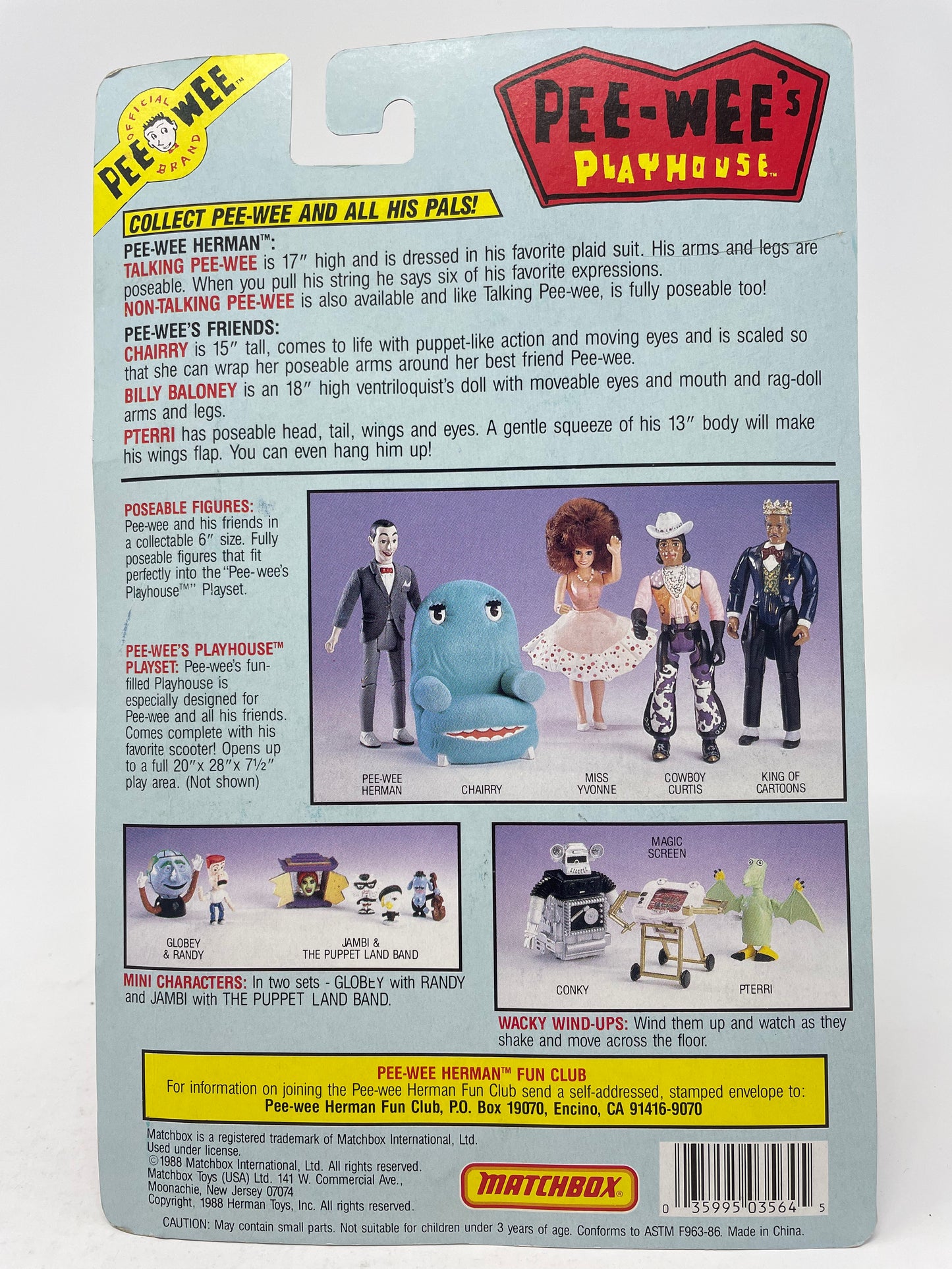 THE KING OF CARTOONS - PEE WEE'S PLAYHOUSE - 1988 MATCHBOX (2 OF 2)