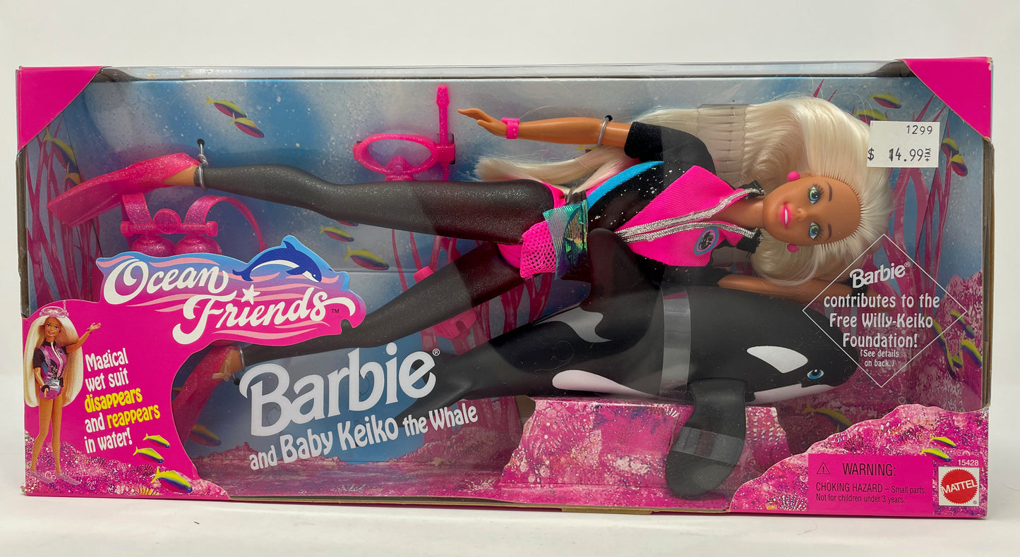 OCEAN FRIENDS BARBIE WITH BABY KEIKO THE WHALE - 1996 MATTEL